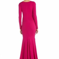 Jessica Bara Selene Long Sleeve V Neck Draped Gown The Event Shop