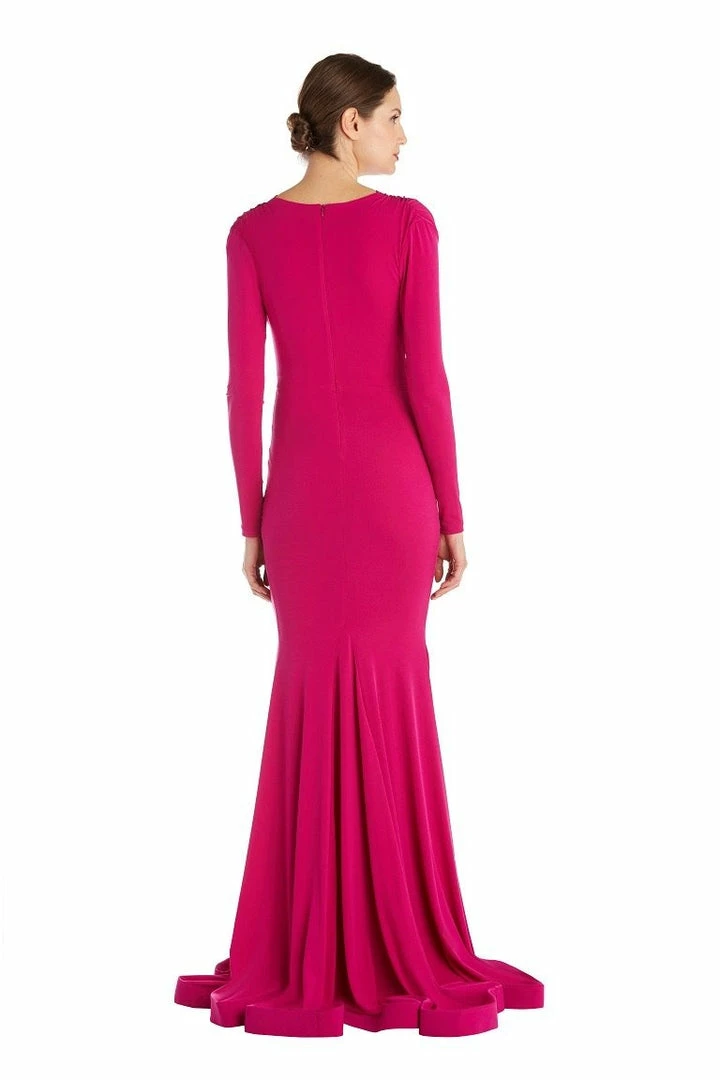 Jessica Bara Selene Long Sleeve V Neck Draped Gown The Event Shop