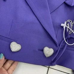 Jessica Bara Steph Crystal Heart Blazer And Skort Two Piece Set