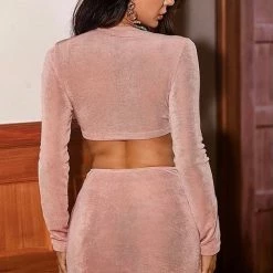 Jessica Bara Maisie Long Sleeve Cut Out Knot Dress