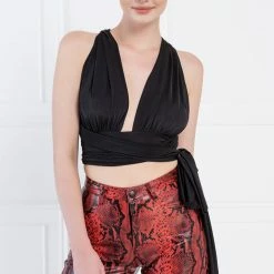 Jessica Bara Milly Self-Tie Crop Top