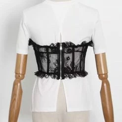 Jessica Bara Asher Corset Lace Short Sleeve Top Tops