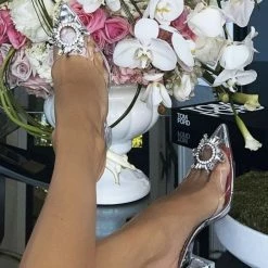 Jessica Bara Sandra Rhinestone Pointed Clear Heels