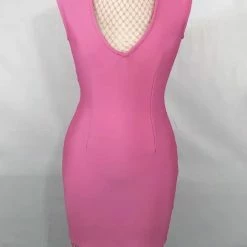 Influencer Style Jessica Bara Angie Sleeveless Diamond Mesh Dress