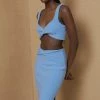 Summer Lovin' Jessica Bara Ember Bandage Knotted Crop Top And Skirt Two Piece Set