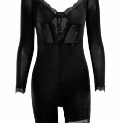 Jessica Bara Kellan Long Sleeve Lace Romper