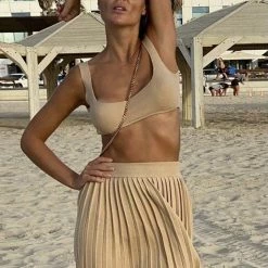 Jessica Bara Opal Crop Top And Pleated Skirt Two Piece Set