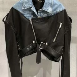 Reve Doll Essentials Jessica Bara Queen Denim And Leather Cropped Jacket