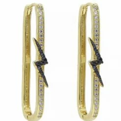 Jessica Bara Lillian Lightning Bolt Rectangle Hoop Earrings Accessories