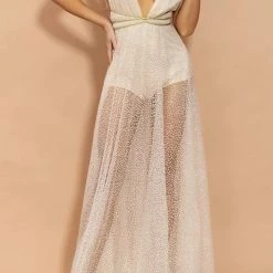 Birthday Suit Jessica Bara Gracen Sheer Glitter Belted Maxi Dress