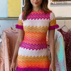 Influencer Style Jessica Bara Aura Striped Mini Dress With Matching Headband