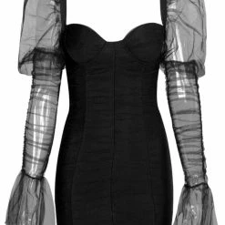 Jessica Bara Royce Puff Sleeve Ruched Mini Dress Influencer Style