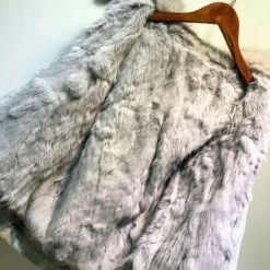 Jessica Bara Washington DC Graphic Denim And Fur Jacket