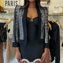 Birthday Suit Jessica Bara Alaia Fully Beaded Crystal Blazer