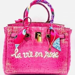 Summer Lovin' Anca Barbu Handpainted La Vie En Rose Croc Handbag