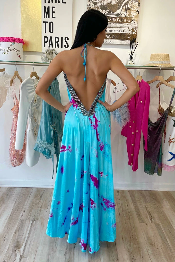 Summer Lovin' Colors Of Fashion 3 Way Tie Dye Embellished Maxi Dress