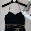 Jessica Bara Greyson Chain Strappy Halter Top Tops
