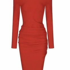 The Event Shop Jessica Bara Ginny Long Sleeve Backless Bow Dress