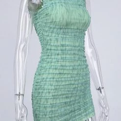 Jessica Bara Henley Sleeveless Ruched Mini Dress