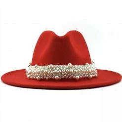 Jessica Bara Antonella Wool Felt And Pearl Short Brim Hat