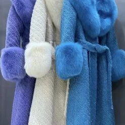 Jessica Bara Dierdra Fur And Wool Belted Long Coat Influencer Style