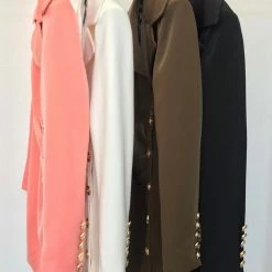 ReveBoutique Jessica Bara Enrica Long Sleeve Gold Button Dress