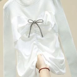 Jessica Bara Keegan Long Sleeve Bow Knitted Top