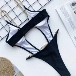 Jessica Bara Sonja Metal Chain Cut Out Swimsuit
