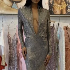 Influencer Style Jessica Bara Amanie Long Sleeve 3 Way Glitter Gown