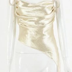 Jessica Bara Isaac Asymmetrical Satin Tank Top