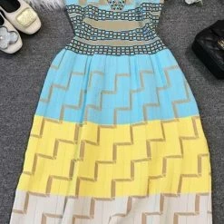 Jessica Bara Elliot High Neck Printed Midi Dress