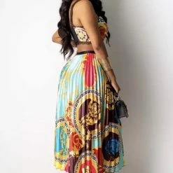 Jessica Bara Jasmina Crop Top And Pleated Skirt Two Piece Set Influencer Style