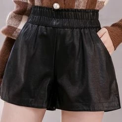 Jessica Bara Carlos PU Leather Elastic Waist Shorts Reve Doll Essentials