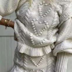 Jessica Bara Lottie Fuzzy Knit Sweater And Skirt Two Piece Set