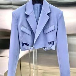 Jessica Bara Eliott Buckle Blazer And Mini Skirt Two Piece Set Influencer Style