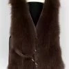 Jessica Bara Chelsy Leather And Fur Belted Vest