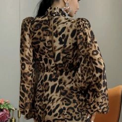 Jessica Bara Joyce Long Sleeve Leopard Mini Dress