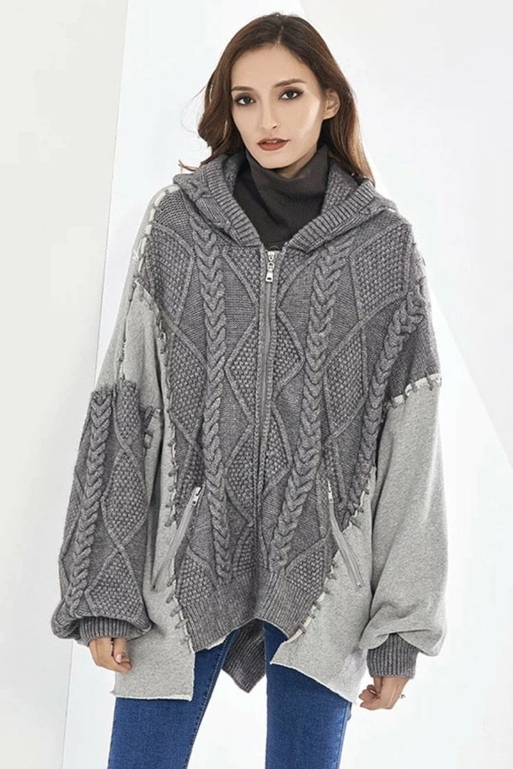 Reve Doll Essentials Jessica Bara Sienna Cable Knit Zip Up Jacket