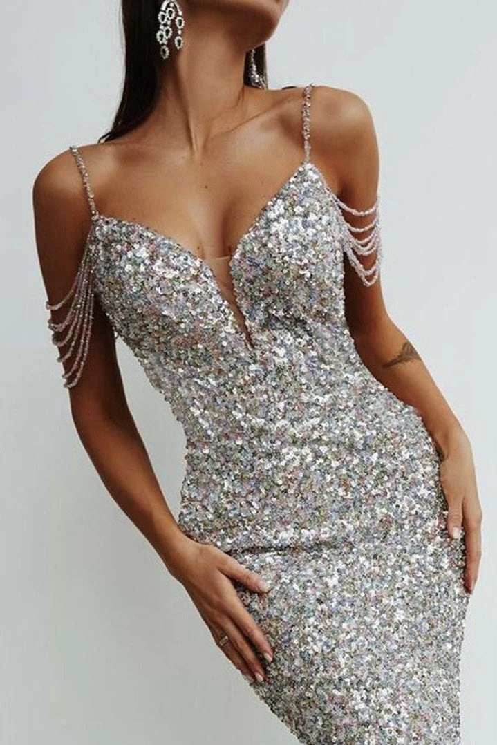 Influencer Style Jessica Bara Santana Sequin Off The Shoulder Mini Dress