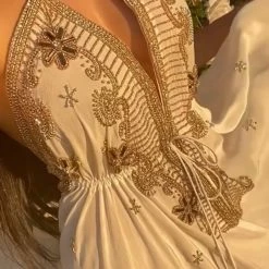 Kareena Mykonos Halter Neck Embellished Maxi Dress Influencer Style