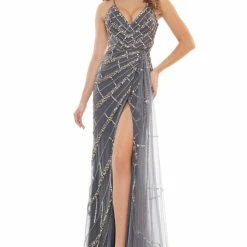 The Event Shop Colors Dress Beaded Strappy Back Gown