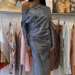 Influencer Style Jessica Bara Amanie Long Sleeve 3 Way Glitter Gown