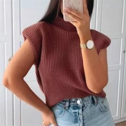 Jessica Bara Sophie Knitted Sleeveless Turtleneck Top Reve Doll Essentials