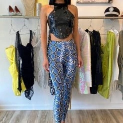 Influencer Style Jessica Bara Lisa Faux Leather Croc Crop Top