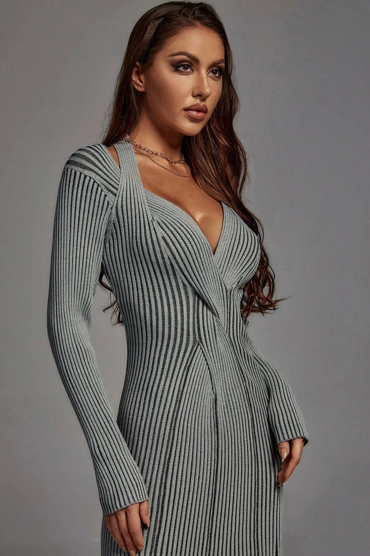 Jessica Bara Genelle Long Sleeve Knit Midi Dress Reve Doll Essentials