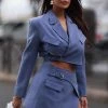 Jessica Bara Eliott Buckle Blazer And Mini Skirt Two Piece Set Influencer Style