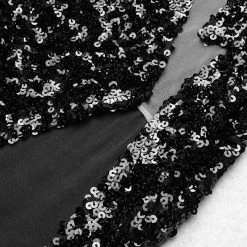 Jessica Bara Spencer Irregular Mesh Cut Out Sequin Gown