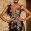 Jessica Bara Paloma Sequin Feather Mini Dress