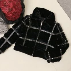 Jessica Bara Ally Faux Fur Studded Jacket