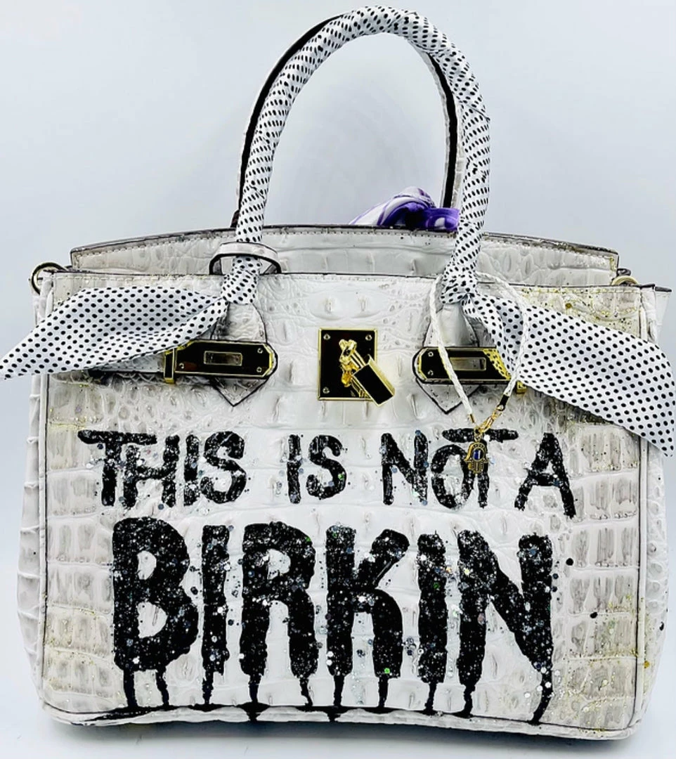 Anca Barbu Handpainted Not A Birkin Croc Handbag